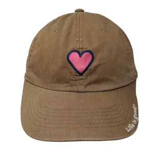 Life Is Good Slideback Hat Brown One Size Adjustable Embroidered Heart Cotton